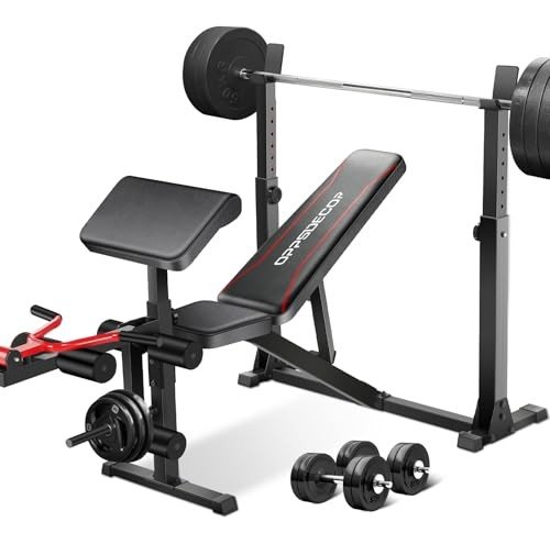 900LBS Weight Bench Set with Squat Rack
