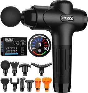 TOLOCO Deep Tissue Massage Gun with 10 Heads