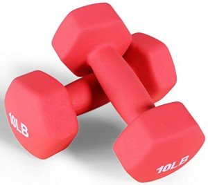 Colorful 10-Pound Neoprene Hex Dumbbells - Pair