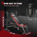 Foldable 6-in-1 Weight Bench Set with Squat Rack