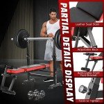 Foldable 6-in-1 Weight Bench Set with Squat Rack