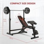 Adjustable Weight Bench with Squat & Curl Rack