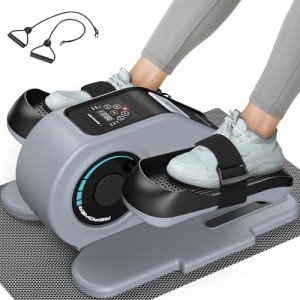 Compact Under Desk Elliptical with Resistance Bands