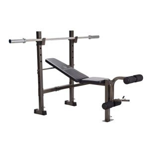 Stamina Adjustable Weight Bench and Barbell Rack Set