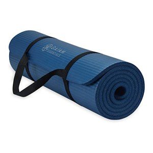 Navy Gaiam Essentials Thick Yoga Mat with Strap
