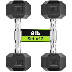 8LB Rubber Encased Hex Dumbbells for Strength Training
