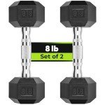 8LB Rubber Encased Hex Dumbbells for Strength Training