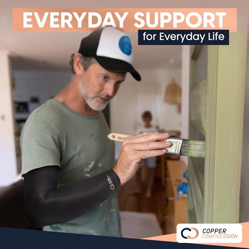 Black Copper Compression Full Arm Sleeve for Fitness