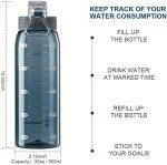 30oz Durable Time Marker Water Bottle for Workouts