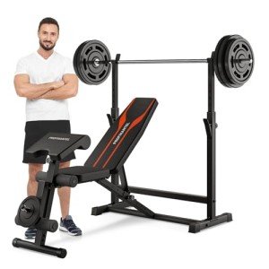 Adjustable Weight Bench & Squat Rack Combo