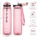 32 oz BPA Free Motivational Water Bottle with Sleeve