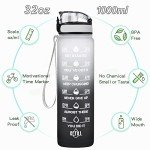 Motivational 32 oz Leakproof Water Bottle - Gray-Black