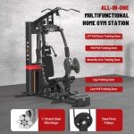 Multifunctional Home Gym Station with 150LBS Weight Stack