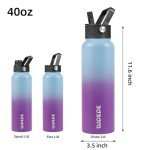 40oz Stainless Steel Insulated Water Bottle with Straw
