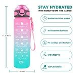 Enerbone 32 oz Motivational Water Bottle with Straw