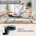 Pilates Reformer Foldable, 91" Big Size Pilates Machine,5 Metal Springs Resistance,Full-Body Workout Equipment for Home Use and Gym Workout, Suitable for Beginners and Intermediate Users