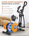 pooboo Elliptical Machine, Elliptical Exercise Machine with 16-Level Resistance& Hyper-Quiet Magnetic Driving System, Elliptical Machine for Home with LCD Monitor&15.5IN Stride, 350LBS Weight Capacity