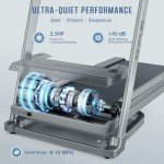 OMA Treadmill with Incline, Portable Treadmill for Home Office, Treadmills for Home with 300 lb Capacity, Compact Walking Running Treadmill with Wide Belt, LED Display, Heart Rate, 36 Preset Programs