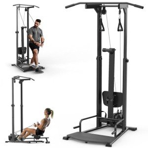 Decorcn Compact Home Gym, Foldable Rowing Machines for Home Gym, Full Body Strength Training with Pull Up Station, Power Rack, LAT Pulldown Machine, Cable Machine for Home Workout