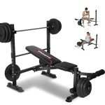 MAIDOMA Standard Weight Bench Set with Leg Extension & Curl, Adjustable & Foldable Bench Press, Flat Incline Decline Workout Bench for Home Gym Full Body(US Stock)
