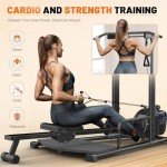 Decorcn Compact Home Gym, Foldable Rowing Machines for Home Gym, Full Body Strength Training with Pull Up Station, Power Rack, LAT Pulldown Machine, Cable Machine for Home Workout