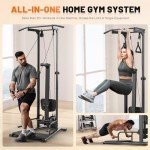 Decorcn Compact Home Gym, Foldable Rowing Machines for Home Gym, Full Body Strength Training with Pull Up Station, Power Rack, LAT Pulldown Machine, Cable Machine for Home Workout