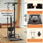 Decorcn Compact Home Gym, Foldable Rowing Machines for Home Gym, Full Body Strength Training with Pull Up Station, Power Rack, LAT Pulldown Machine, Cable Machine for Home Workout