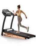 Auto Incline Treadmill 3.0HP, Treadmills for Home with 0-15 Level Incline, 6.2 MPH Speed, 300 Lbs Capacity, Heart Rate Sensors, Hydraulic Folding Treadmill