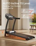 Auto Incline Treadmill 3.0HP, Treadmills for Home with 0-15 Level Incline, 6.2 MPH Speed, 300 Lbs Capacity, Heart Rate Sensors, Hydraulic Folding Treadmill