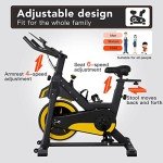 PayLessHere Exercise Bike Indoor Cycling Bike Stationary,Fitness Training Bike with Comfortable Seat Cushion,LCD Monitor Workout bike for Home Cardio Workout Fitness Machine,Yellow