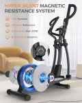 pooboo Elliptical Machine, Elliptical Exercise Machine with 16-Level Resistance& Hyper-Quiet Magnetic Driving System, Elliptical Machine for home with LCD Monitor&15.5IN Stride, 350LBS Weight Capacity