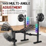 OPPSDECOR Multi-Function Weight Bench Set with Squat Rack Leg Extension & Leg Curl Adjustable Workout Bench for Full Body Fitness Foldable Flat/Incline/Decline Upgrade Bench Press for Home Gym