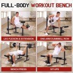 OPPSDECOR Multi-Function Weight Bench Set with Squat Rack Leg Extension & Leg Curl Adjustable Workout Bench for Full Body Fitness Foldable Flat/Incline/Decline Upgrade Bench Press for Home Gym