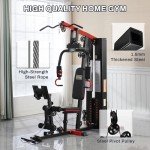 Fitvids Home Gym, Workout Equipment with Leg Press, Exercise Equipment for Home with Pulley System, Home Gym Equipment for Full Body Strength Training, Preacher Curl and Leg