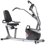 Sunny Health & Fitness Compact Performance Recumbent Bike with Dual Motion Arm Exercisers, Quick Adjust Seat & Exclusive SunnyFit® App Enhanced Bluetooth Connectivity - SF-RB420032 Gray