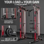 Mikolo Power Cage, 2000LB Power Rack with Independent Dual Pulley System, Multifunction Home Gym Workout Machine for Cable Crossover (Red Package)
