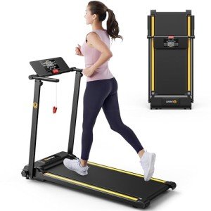 UREVO Folding Treadmill, 2.5HP Treadmills for Home with 12 HIIT Modes, Compact Mini Treadmill for Home Office, Space Saving Small Treadmill with Large Running Area, LCD Display, Easy to Fold