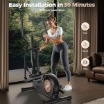 Niceday Elliptical Exercise Machine, Elliptical Machine for Home Use, Magnetic Elliptical Trainer with 18IN Stride, 16 Resistance Levels, 400LBS Loading Capacity, Support Kinomap APP Black
