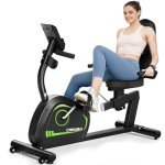 Caromix Recumbent Exercise Bike for Adults Seniors, Stationary Bike for Home with Comfortable Seat and Heart Rate Handle, Magnetic Resistance Indoor Cycling Bike with 300LBS for Cardio Workout (Black)