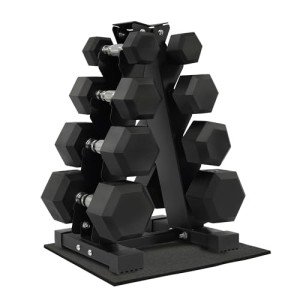 Fitvids Dumbbell Set with Rack, Rubber Coated Hex Dumbbell Weights in 100lbs, 5, 10, 15, 20lbs Pair