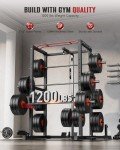Sportsroyals Power Rack, Multi-Functional Power Cage with LAT Pulldown Pulley System, Squat Rack with More Training Attachments for Home Gym (RED)，1200 lbs Weight Capacity