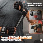 SIMARI Breathable Workout Gloves for Men Women, Padded Weight Lifting Gloves with Wrist Wraps Support, Full Palm Protection, Grip for Gym Training, Fitness, Weightlifting, Exercise Fingerless Black