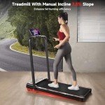 RHYTHM FUN Treadmill with Incline, Walking Pad Treadmill with Handle Bar, 300lbs Foldable Treadmill Incline with APP, Portable Folding Treadmills for Home/Office with Low Noise