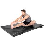 ProsourceFit Tri-Fold Folding Thick Exercise Mat 6’x4’ with Carrying Handles for Tumbling, Martial Arts, Gymnastics, Stretching, Core Workouts, Black