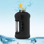 YOUCAN PLATO 74 oz Half Gallon Water Bottle with Sleeve-Large Water Bottle -Big Gym Water Bottle for Man or Women with Straw- Gallon Water Jug with Handle -BPA Free- Leakproof, Workout bottle,Black