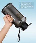 YOUCAN PLATO 74 oz Half Gallon Water Bottle with Sleeve-Large Water Bottle -Big Gym Water Bottle for Man or Women with Straw- Gallon Water Jug with Handle -BPA Free- Leakproof, Workout bottle,Black