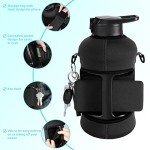 YOUCAN PLATO 74 oz Half Gallon Water Bottle with Sleeve-Large Water Bottle -Big Gym Water Bottle for Man or Women with Straw- Gallon Water Jug with Handle -BPA Free- Leakproof, Workout bottle,Black