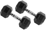 Fitvids Rubber Encased Hex Dumbbell, 25LB Pair