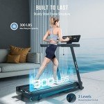 OMA Treadmill with Incline, Treadmills for Home with 300 lb Capacity, Portable Treadmill for Home Office, Compact Walking Running Treadmill with Wide Belt, LED Display, Pulse Sensors
