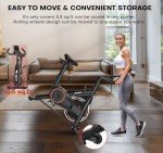 Exercise Bike, Brake Pad Stationary Bikes for Home with App Compatible, Indoor Cycling Bike with 350lbs Weight Capacity Comfortable Seat and Digital Display